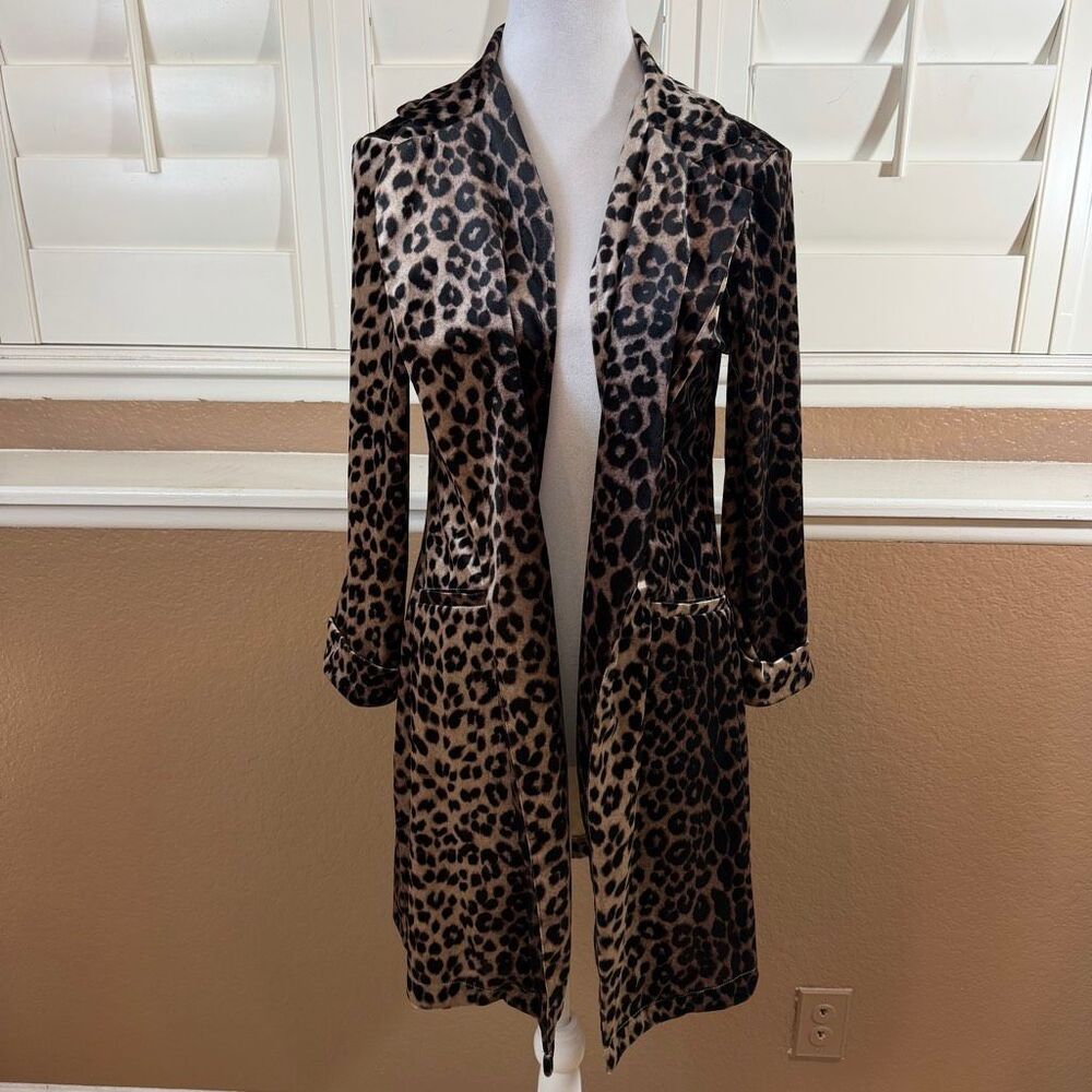 Leopard Print Duster Coat M Boutique Mob Wife Indie Sleaze Quiet Luxury Edgy